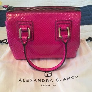 Alexandra Clancy pink python handbag